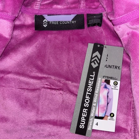 NWT Free Country Super Softshell Wind & Water Resistant Purple Jacket, Girls 4 - Picture 7 of 7